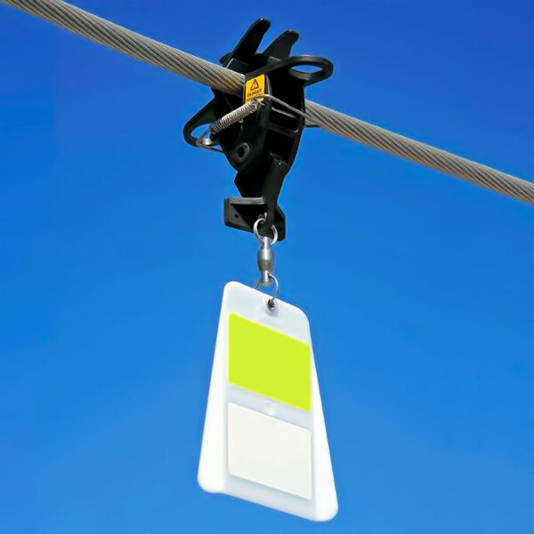 FireFly FF bird diverter shown mounted on a power line.