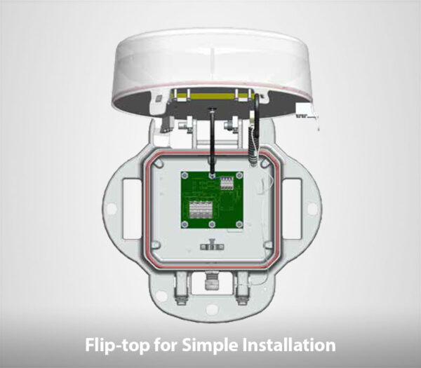 Photo of an L-864 flip-top with the top open showcasing easy installation.