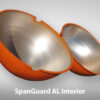 Photo showing the insides of both halves of a SpanGuard AL power line marker.