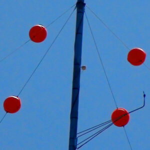 MetMarkers shown mounted to a guy line tower.