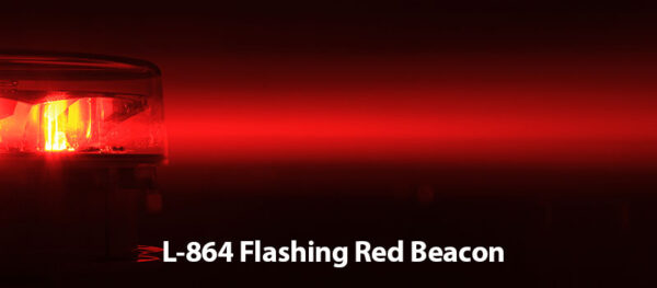 L-864 obstruction light closeup of bright red light being emitted during darkness.