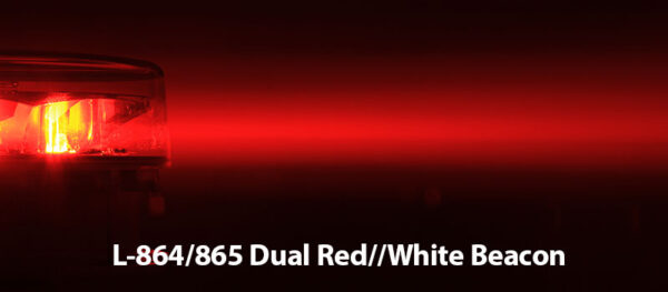 L-864/865 obstruction light closeup of bright red light being emitted during darkness.