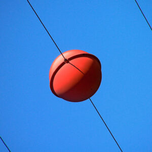 RedBall marker shown on a power line.