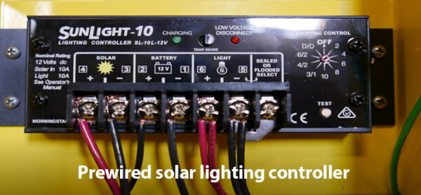 Pre-wired solar lighting controller