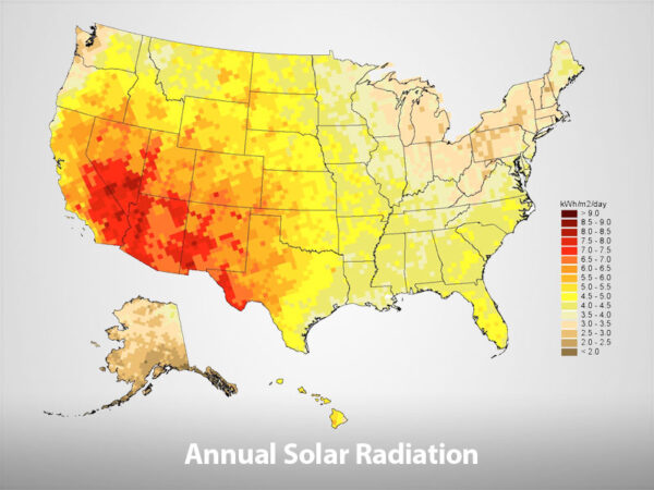 Annual solar radiation map