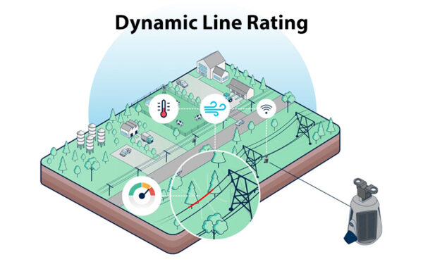 Illustration showing how the Sentrisense dynamic line rating feature works.