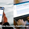 Photo showing a person accessing the Sentrisense web application on their computer and smart phone.