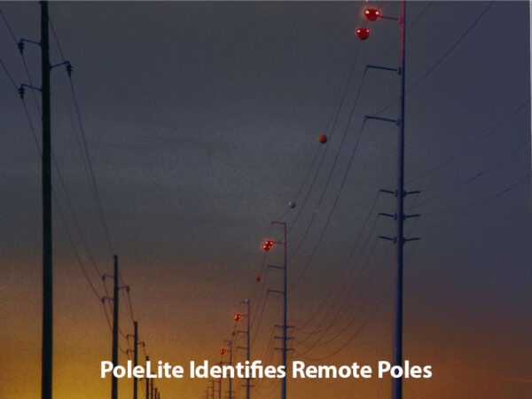 Utility lines at dusk with illuminated PoleLites.