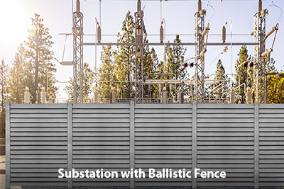 Substation with Ballistic Fence 